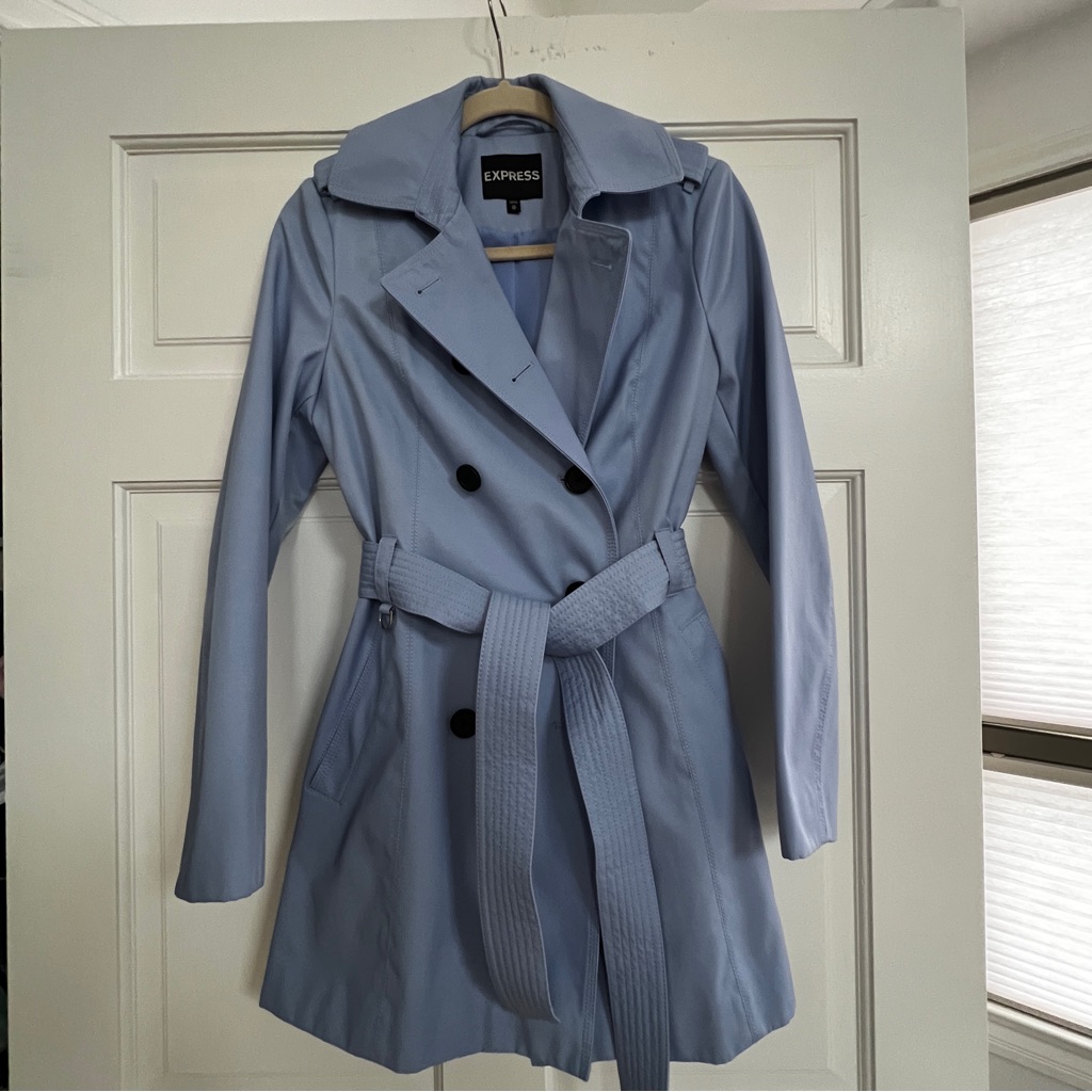 Like New Express Women's Blue Trench Coat